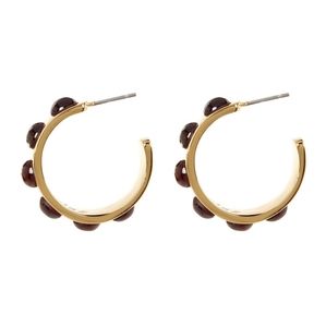 Trina Turk  Open Hoop Gold Ruby Earrings
